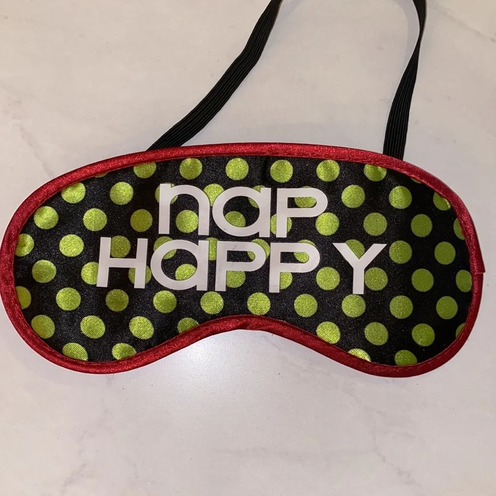Nap Happy sleeping sunning napping eye mask red white black green polka dot mask